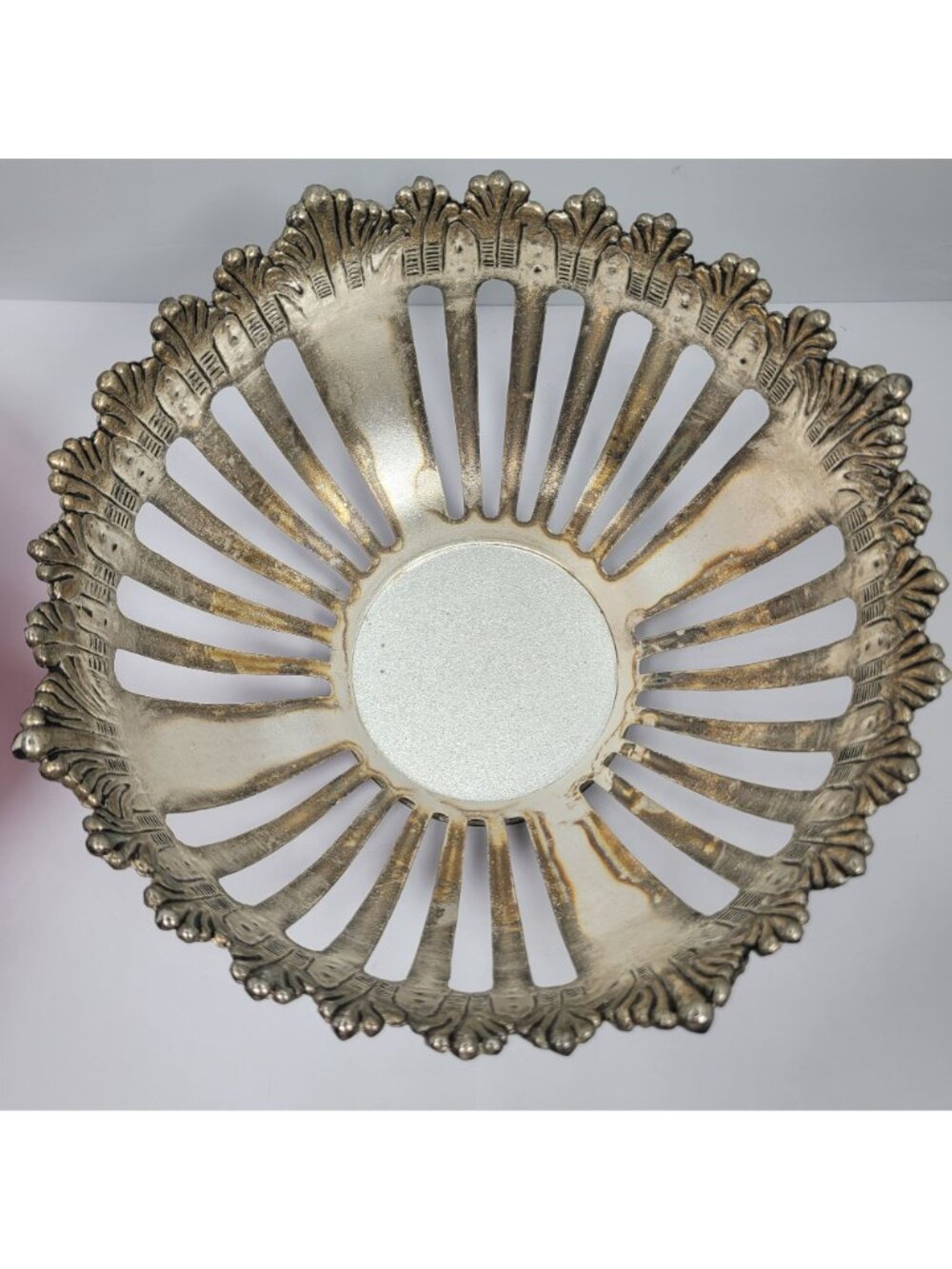 Vintage Silver Plated Godinger Ruby Red Glass Console Bowl with Utensils Set - Picture 7 of 12